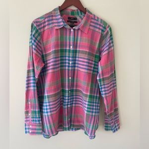 J.Crew Classic Fit Pink Plaid Shirt - size 14